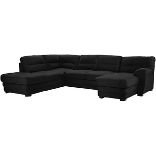 Mivano Wohnlandschaft Royale, Zeitloses U-Form-Sofa mit hohen Rückenlehnen, 316 x 90 x 230, Mikrofaser, schwarz