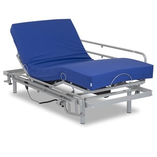 Gerialife - Seniorenbett elektrisch verstellbar, Pflegematratze mit Kaltschaumkern und wasserdichtem Bezug Visco Plus (80x200 + Geländer)