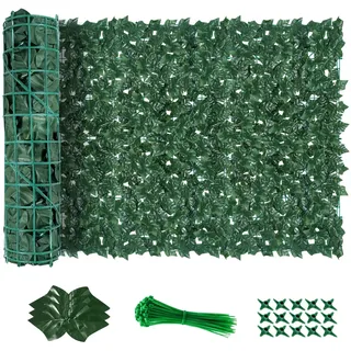 AGJIDSO Künstliche Efeu, Sichtschutz, 100 x 600 cm, Balkon-Sichtschutz, Efeu, Sichtschutz für Balkon, Blätter, künstliche Hecke, Süßkartoffelblätter