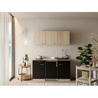 Respekta Küchenzeile 150 cm Schwarz