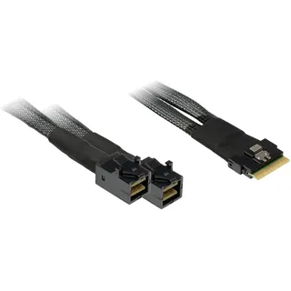 Inter-Tech SFF-8654 8i - 2x SFF-8643, SlimSAS SFF-8654 8i, SlimSAS SFF-8654 8i, 24 Gbit/s, Schwarz, 50 g - Schwarz