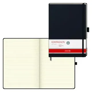 Brunnen Brunnen, Notizbuch KOMPAGNON A4 liniert, schwarz Hardcover 192 Seiten, 1 St.