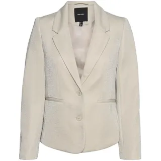 VERO MODA Damen VMSHALI LS Fitted Shiny Blazer, Pumice Stone/Detail:Silver Lurex, 36