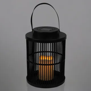 HOME DECO FACTORY Solar-Laterne Kerzeneffekt 25 cm Außen Schwarz | Kunststoff, Solar-Laterne, Kerzeneffekt, 25 cm, Außenleuchte, elegant und widerstandsfähig, Garten, Schwarz