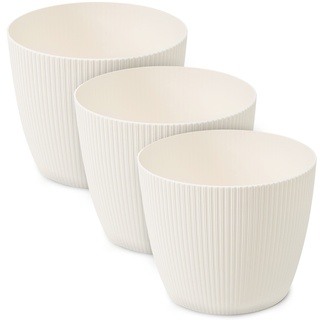 TULMERO Blumentopf matt, Pflanzkübel aus Übertopf Kunststoff Dekorativer Topf für, groß Pflanzen 3X blumenkübel Set, blumenkübel kräutertopf, (3 Pack) Creme, ø 16 cm