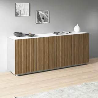 INOSIGN Sideboard »Vega Sideboard,Kommode,200 cm«, mit 4 Türen,Fronten mit Rillen-Optik weiß