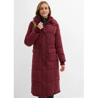 bonprix Steppmantel "Wintermantel mit seitlichen Reißverschlüssen", gerade Passform, mit Kapuze, Seitenschlitze mit Zipper, 2-Wege-Zipper, dunkelbeere