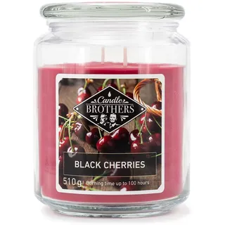 Candle-Brothers Große Duftkerze im Glas mit Deckel | Black Cherries | Duftkerze Kirsche | Kerze 2 Docht | Kerze lange Brenndauer | Geschenk für Frauen
