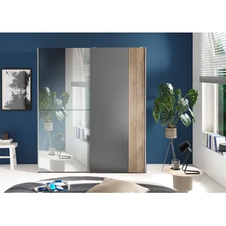 SchlafKONTOR Schwebetürenschrank Berno 170 x 195,5 x 57,2 cm Grau