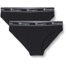 Champion Damen Seasonal Underwear W Bikini Script Logo x2 Hipster-Höschen, Nero, 38