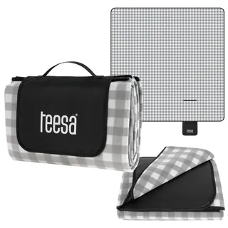 Teesa Decke Picknickmatte mit Isolierung 200x200 cm graues Gitter TSA8903-1 | Modell TSA8903-1, Picknickdecke mit Isolierung, 200x200 cm, Karomuster grau