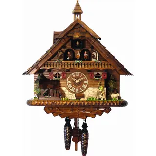 Engstler - 45112_QMT - Kuckucksuhr - Quarz - Nussbaum - mit Musik mit Tanzpaar - 43 cm - Braun
