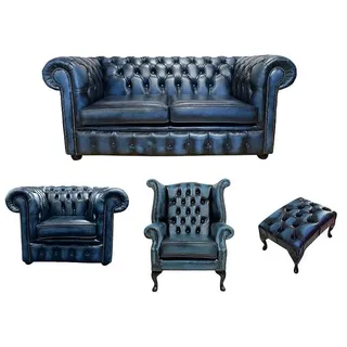 Sofagarnitur Chesterfield Design Set Polster Couch Garnituren Leder Ohrensessel