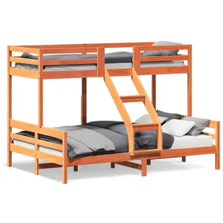 vidaXL Etagenbett 90 x 200/140 x 200 cm Kiefer massiv Wachsbraun braun