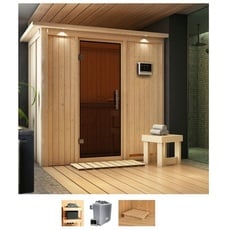 Bild Sauna »Vada«, (Set), 9 KW-Ofen mit externer Steuerung beige