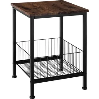 tectake Beistelltisch Grimsby, 40 x 40 x 55,5 cm, Industrial Holz dunkel, rustikal , Rostfarben , Holzwerkstoff , Beton Optik , 40x55.5x40 cm , Wohnzimmer, Wohnzimmertische, Beistelltische