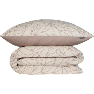 Schiesser Bettwäscheset Leaves | 2-teilig | Floral | Renforcé | 100 % Baumwolle | Reißverschluss | 135x200cm + 80x80cm | Taupe