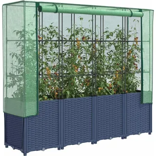 vidaXL Hochbeet mit Gewächshaus-Aufsatz 160 x 40 x 153 cm Grau