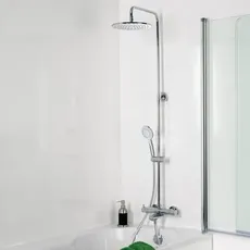 HSK Shower-Set Modell RS 200 mit Thermostat für Badewanne, 1006700, Ausführung: mit Kopfbrause rund, flach, Ø400 mm, Höhe 8 mm