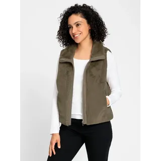 Fellimitatweste INSPIRATIONEN, Damen, Gr. 42, braun (schlamm), 100% Polyester, unifarben, Westen Fellimitatweste