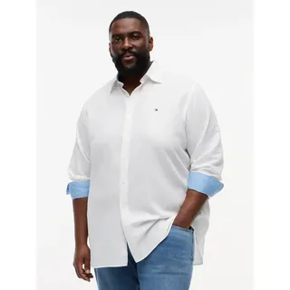 Langarmhemd "BT- LINEN", Herren, Gr. 4XL (64), N-Gr, weiß, Web, Obermaterial: 52% Baumwolle, 48% Leinen, TOMMY HILFIGER BIG & TALL, regular fit normal, Manschette, Hemden Langarmhemd, Große Größen Regular Fit Button-down-Leinenmix