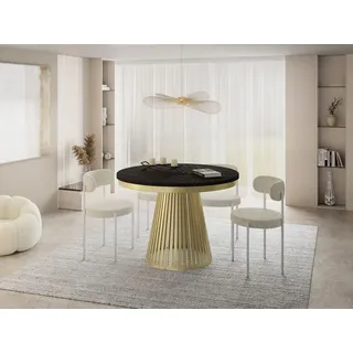 WFL GROUP Naro Ø 100-180 cm Marmor Schwarz/gold