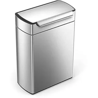 simplehuman CW2018 48 Liter, touch-bar Recycler Abfalleimer, Mülltrennsystem 2 Fach, Mülleimer Küche, Mülltrennung, Recycling, gebürsteter Stahl, 10 Jahre Garantie