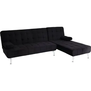 Schlafsofa HWC-K22, Couch Ecksofa Sofa, Liegefläche links/rechts Schlaffunktion 236cm Samt schwarz - Schwarz