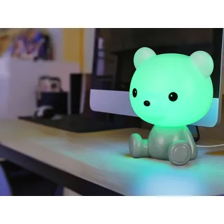 Ausgefallene USB Tischlampe, Teddy mit Farbwechsel für Kinderzimmer Grün H: 25cm