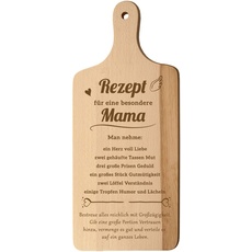 Spruchreif · XL Schneidebrett mit Griff und Öse · Küchenbrett aus Holz mit Gravur · Rezept Mama · Geschenk für die Mutter · Geburtstag (Rezept für eine besondere Mama)