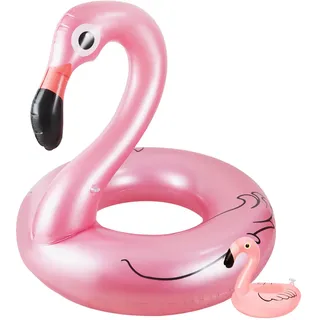 Flamingo Aufblasbar Ninonly Schwimmring Flamingo Erwachsene Groß Ca. 105 cm Flamingo pool für Erwachsene mit Getränkehalter für Erwachsene & Kinder Rosé Gold