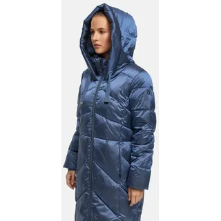 Manisa MANISA, Wintermantel mit Stehkragen und fester Kapuze und dekorativen Strickbändern, blau,