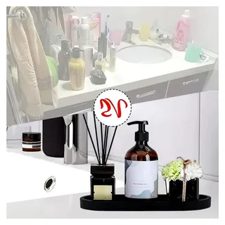 2 Stück Badezimmer Tablett, Silikon Tablett Klein Dekotablett für Wohnzimmer, Schlafzimmer, Badewanne und Küchenspüle, Oval (11x25 cm)
