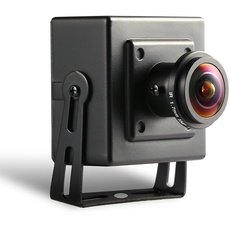 Mini Fisheye POE IP Kamera, HD 3MP Sicherheits Innenkamera 1,7 mm Objektiv 170 Grad Winkel P2P Remote View H.265 CCTV Videokamera(I706-3-P Schwarz)