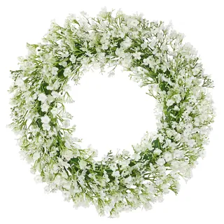 Künstliche Schleierkrautkranz Türkranz Klein Blumenkranz Deko Türkranz Wandkranz Frühlingsdeko für Frühlings-Sommer-Osterdekoration, Zuhause, Parties, Türen, Hochzeiten, Blau