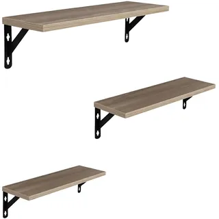 Relaxdays Wandregal Set 40 x 12 x 11 cm Hellbraun