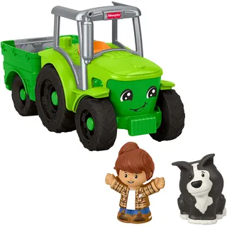 Fisher-Price Little People Mein erster Traktor zum Schieben für Kleinkinder, Fahrzeug für den Bauernhof mit Musik und 2 Figuren für Rollenspiele ab 1 Jahr, JGX12