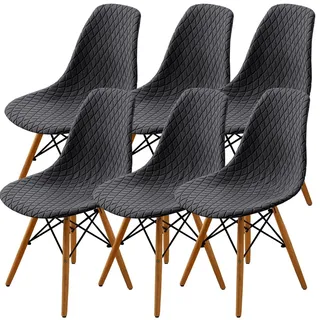 6 Stück Esszimmer Stuhlhussen - Mid Century Modern Stuhl Schoner - Grau - Grau