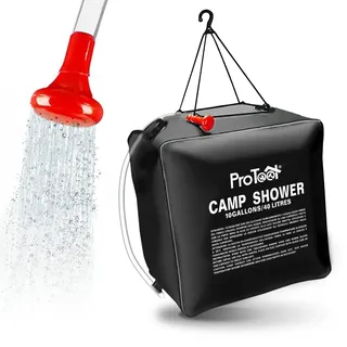 ProTool Campingdusche Solar 20L/40L – Tragbare Solardusche mit Duschkopf & Schlauch – Camping Dusche mit Heizfunktion bis 45°C – Outdoor Dusche für Camping, Garten, Festival, Wohnmobil & Strand (40l)
