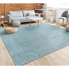 Bild Teppich »Porto 890«, rechteckig, Kurzflor, Uni-Farben, ideal im Wohnzimmer & Schlafzimmer, blau