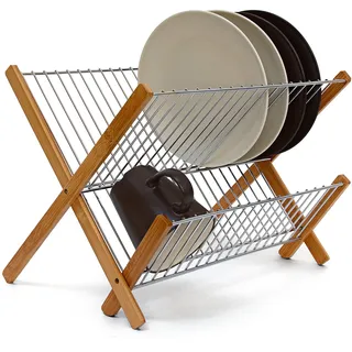 Relaxdays Abtropfgestell CROSS 27 x 39 x 29 cm natur