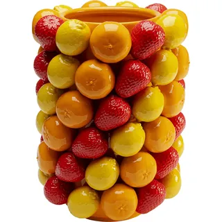 Kare Design Vase Fruit Parade, Gelb/Rot, 33cm Höhe, Porzellan, Blumenvase, Dekorationsvase, Gefäß für Blumen, Tischvase, Wohnzimmer