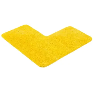 PANA® Duschvorleger mit Eckausschnitt (50x100x100 cm) • Badteppich für Eckduschen • Duschmatte rutschfest & waschbar • Eck Badematte • Ideal für eckige Duschkabinen • Farbe: Gelb