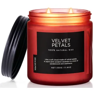 M&SENSE Veilchen Duftkerzen im Glas 330g saubere ungiftige natürliche Sojawachskerze bis zu 70 Stunden Brenndauer dekorative Kerze Violet Fragrance Jar Candle 11.6oz Natural Soy Wax Candle