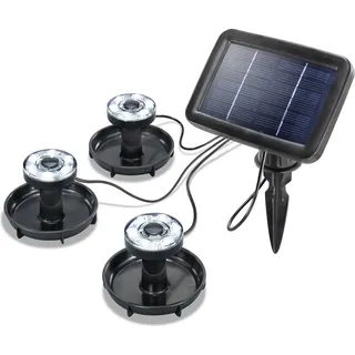Solar Unterwasserstrahler Splash, 3er Set, LED Spot, Bodenleuchte, Unterwasserleuchte, Teichbeleuchtung, 6000K, warmweiß, Erdspieß, Akku, IP68, wasserdicht, wetterfest, 102148