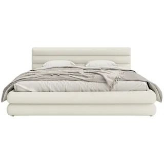 Selsey Polsterbett mit Chenille-Bezug und Stauraum, Creme, 140x200 cm - Creme