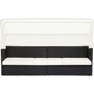 vidaXL Gartensofa mit Sonnendach Schwarz Poly Rattan - Schwarz