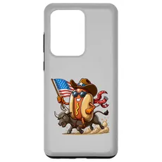 Hülle für Galaxy S20 Ultra Funny Hotdog Amerikanische Flagge USA Riding Bull 4. Juli Rodeo