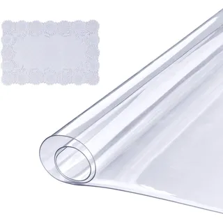 VEVOR Tischfolie Tischschutz Transparent 1,5 mm Dicke, Tischschutz-Folie PVC 457 x 925,4 mm Rechteckige Tischdecke Tischfolie Abwaschbar Verschleißfest Hitzebeständig Wasserdichte Tisch-Schutzfolie