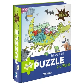 Oetinger Die Olchis. Puzzle im Buch. Feuerstuhl. 300 Teile, Format 48 x 24 cm